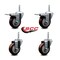 Service Caster 35 Inch Maroon Polyurethane Swivel 58 Inch Threaded Stem Caster Set 2 Total Lock Brakes SCC-TSTTL20S3514-PPUB-MRN-58212-2-S2 - alternate 2